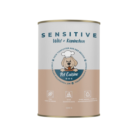 Pet Cuisine Hunderfutter SENSITIVE Wild + Kaninchen 400g Dose