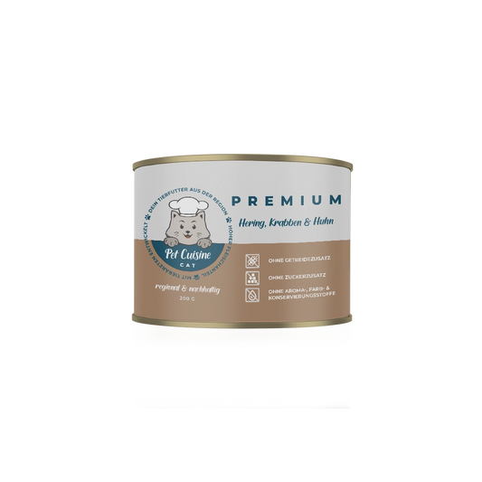 Pet Cuisine Katzenfutter PREMIUM Hering, Krabben & Huhn 200g Dose