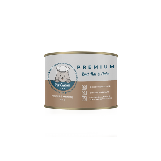 Pet Cuisine Katzenfutter PREMIUM Rind, Pute, Huhn 200g Dose