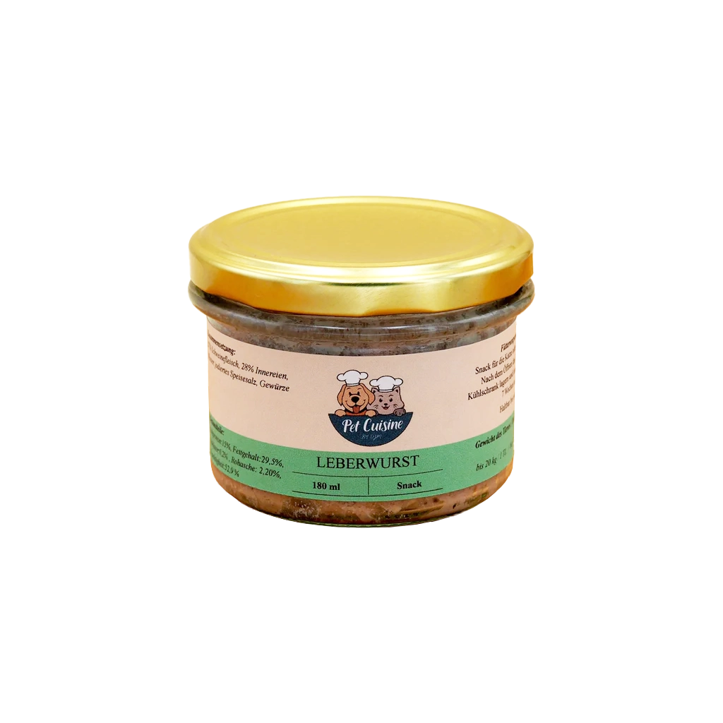 Pet Cuisine Leberwurst für Hunde und Katzen 180 ml Glas